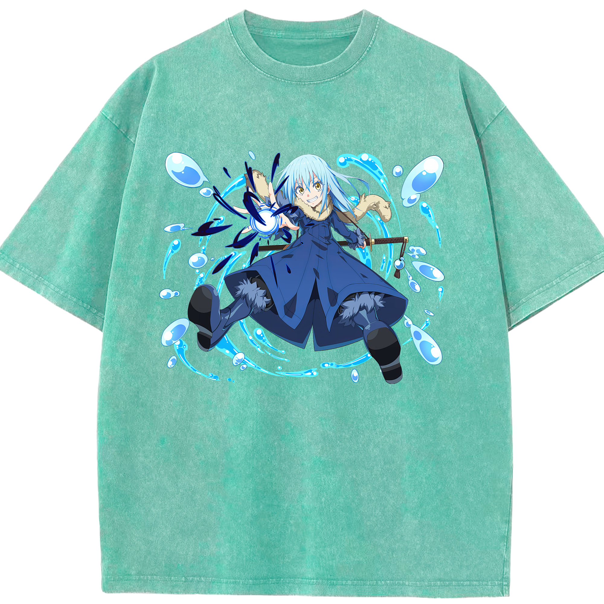 （画像用） 転スラ Regarding Reincarnated to Slime 綿100% ヴィンテージ風 半袖Tシャツ（フロントプリント）